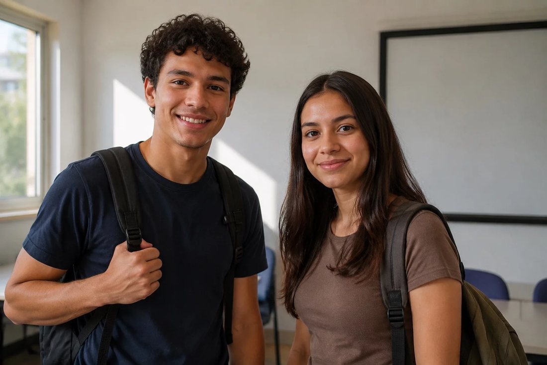 Grupo pequeno em volta da mesa, lendo folhas impressas com as posições que serão disputadas